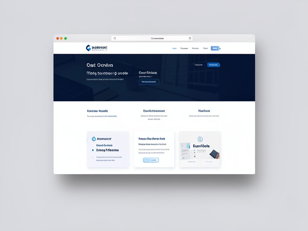 Browser mockup of a modern corporate business website homepage
