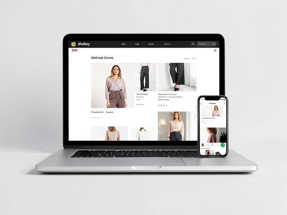 Laptop and phone mockup of a Shopify fashion store